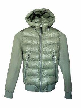 Mackage Frank-R Mixed-Media Down Hybrid Jacket Hoodie Military Green - S NWOT